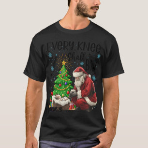 Elke knie zal Baby Jezus knielen, de Kerstman knie T-shirt