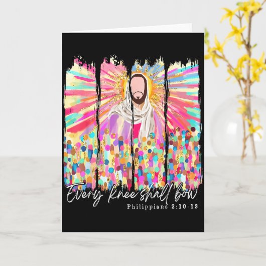 Elke Knie Zal Buigen Christelijk Jezus Bijbel Vers Kaart (Gele Bloem)