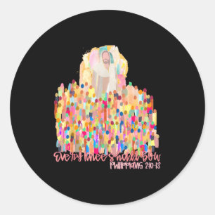 Elke Knie Zal Buigen Christelijke Jezus Bijbelvers Ronde Sticker