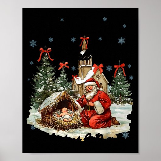 Elke Knie Zal Buigen Grappige Kerststal Kerstmis Poster (Voorkant)