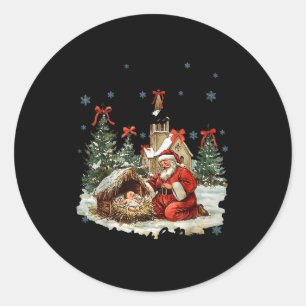 Elke Knie Zal Buigen Grappige Kerststal Kerstmis Ronde Sticker