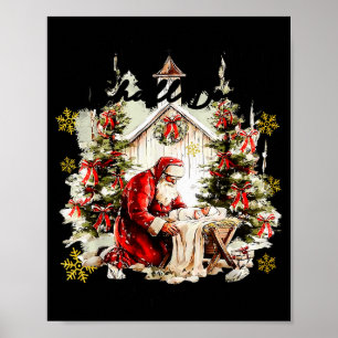 Elke Knie Zal Buigen Grappige Knielende Kerstman B Poster