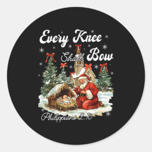 Elke Knie Zal Buigen Jezus Christelijk Kerstmis Sa Ronde Sticker