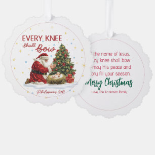 Elke Knie Zal Buigen Kerstman en Kerst Nativité Ornament Kaart