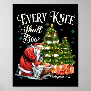 Elke Knie Zal Buigen Kerstman Kerststal Scène Poster