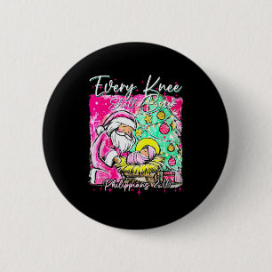 Elke Knie Zal Buigen Kerstman Kerststal Scène Ronde Button 5,7 Cm