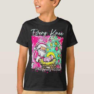 Elke Knie Zal Buigen Kerstman Kerststal Scene T-shirt