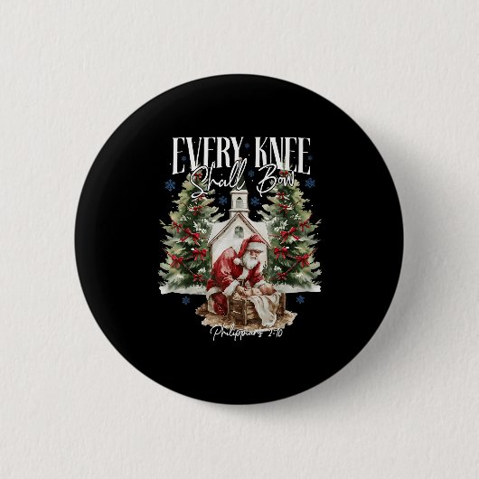 Elke Knie Zal Buigen Santa Kerstmis Geboorte Scene Ronde Button 5,7 Cm (Voorkant)