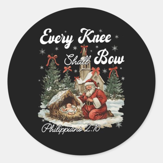 Elke knie zal Christelijke kerst buigen Ronde Sticker (Voorkant)