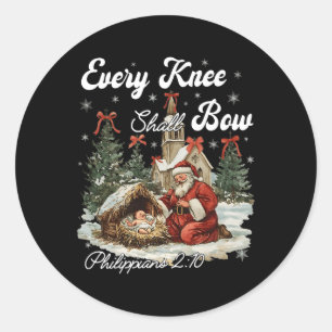 Elke knie zal Christelijke kerst buigen Ronde Sticker