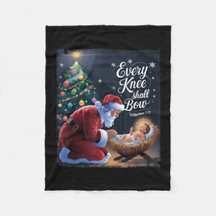 Elke knie zal Jezus buigen Christelijk Kerstman Ch Fleece Deken