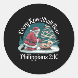 Elke knie zal Jezus buigen Christelijk Kerstman Ch Ronde Sticker