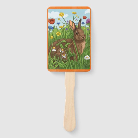 Elke Konijn Houdt Van Bloemen Handwaaier (Voorkant)
