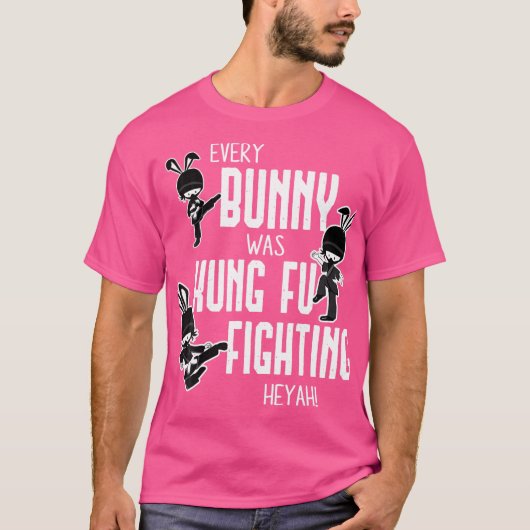 Elke konijn was Kung Fu vechtend grappige Pasen sh T-shirt (Voorkant)