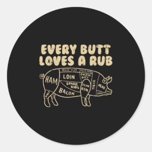 Elke kont houdt van een wrijfvarken grappige BBQ g Ronde Sticker