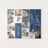 Elke leeftijd 10 Foto Collage Persoonlijk Blauw Wandkleed (Voorkant (horizontaal))