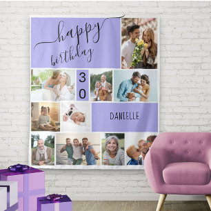 Elke Leeftijd 10 Foto Collage Persoonlijke Lilac Wandkleed