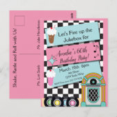 Elke leeftijd, 1950's Diner Birthday Uitnodiging (Voorkant / Achterkant)