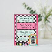 Elke leeftijd, 1950's Diner Birthday Uitnodiging (Staand voorkant)