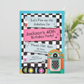 Elke leeftijd, 1950's Diner Birthday Uitnodiging (Staand voorkant)