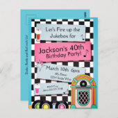 Elke leeftijd, 1950's Diner Birthday Uitnodiging (Voorkant / Achterkant)