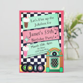 Elke leeftijd, 1950's Diner Birthday Uitnodiging (Staand voorkant)