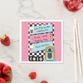 Elke leeftijd, 1950's Diner Birthday Uitnodiging Servet (Insitu)