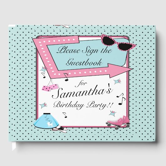 Elke leeftijd, 1950's Retro Birthday Guest Book Gastenboek (Voorkant)