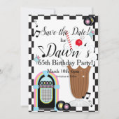 Elke leeftijd, 1950's Retro Birthday Save The Date (Voorkant)