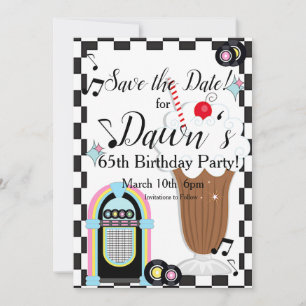 Elke leeftijd, 1950's Retro Birthday Save The Date