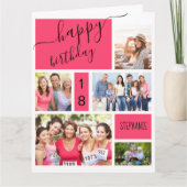 Elke leeftijd 5 Foto Collage Pink Aangepaste verja Kaart (Voorkant)
