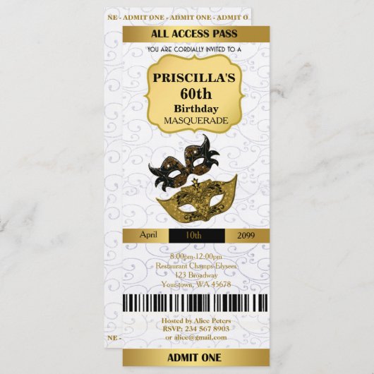 Elke leeftijd, 60e, Uitnodigingskaart Verjaardagsv Kaart (Voorkant / Achterkant)