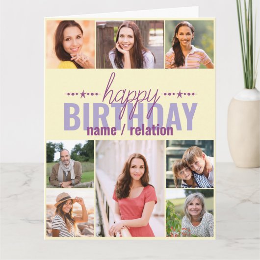 Elke leeftijd 8 Foto Collage op persoonlijke titel Kaart (Voorkant)