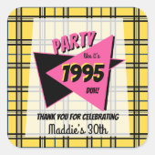 ELKE LEEFTIJD 90s plaid gepersonaliseerd verjaarda Vierkante Sticker (Voorkant)