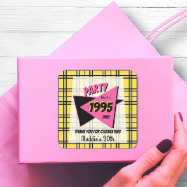 ELKE LEEFTIJD 90s plaid gepersonaliseerd verjaarda Vierkante Sticker