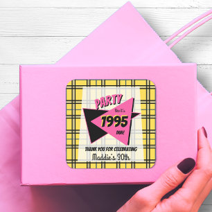 ELKE LEEFTIJD 90s plaid gepersonaliseerd verjaarda Vierkante Sticker
