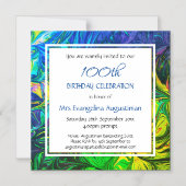 ELKE LEEFTIJD Abstract Blauw  Verjaardag Magnetische Uitnodiging (Voorkant)