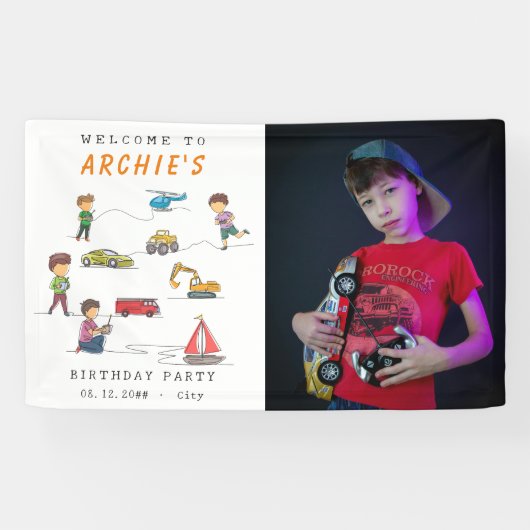 Elke leeftijd Afstandsbediening RC Auto Motor Kids Spandoek (Horizontaal)