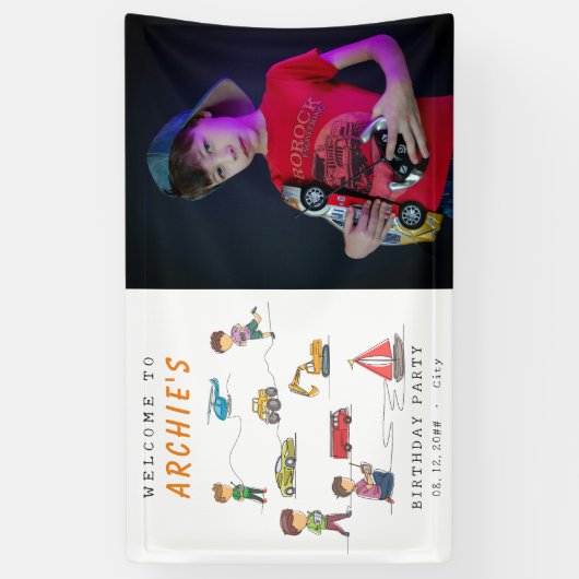 Elke leeftijd Afstandsbediening RC Auto Motor Kids Spandoek (Verticaal)