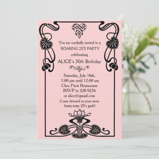 Elke leeftijd, Art Deco Gatsby Style Verjaardagsfe Kaart (Staand voorkant)