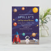 ELKE LEEFTIJD - Astronaut Boy Birthday Uitnodiging (Staand voorkant)