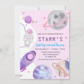 ELKE LEEFTIJD - Astronaut Girl Birthday - uitnodig Kaart (Voorkant)