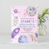 ELKE LEEFTIJD - Astronaut Girl Birthday - uitnodig Kaart (Staand voorkant)