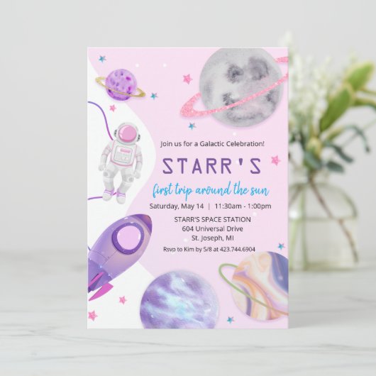 ELKE LEEFTIJD - Astronaut Girl Birthday - uitnodig Kaart (Staand voorkant)