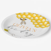 Elke leeftijd, bijen thema verjaardag papieren bordje (Gekanteld)