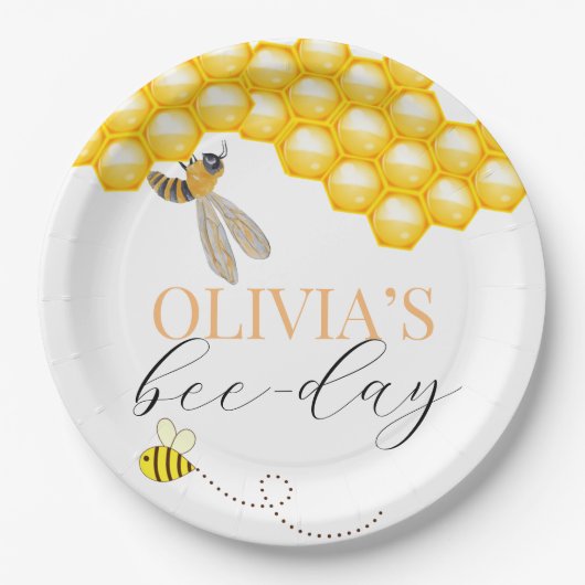 Elke leeftijd, bijen thema verjaardag papieren bordje (Voorkant)