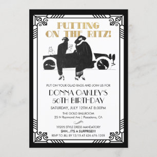 ELKE LEEFTIJD - Birthday Art Deco Gatsby-uitnodigi Kaart