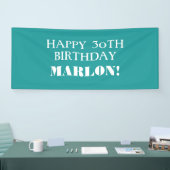 Elke leeftijd Blauwgroen Aqua Blue White Happy Bir Spandoek (Beurs)