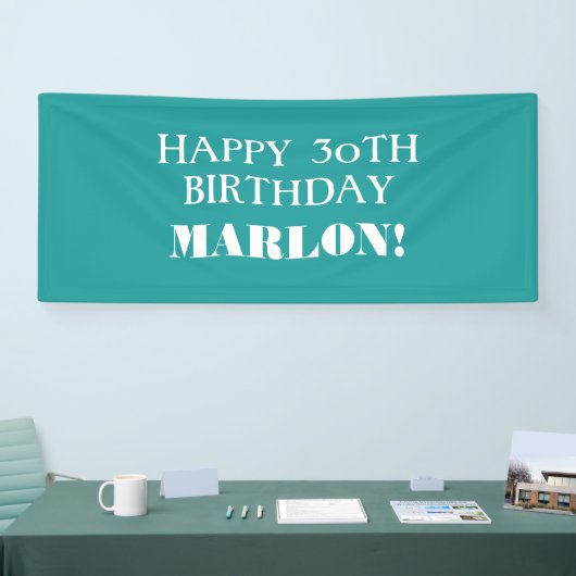 Elke leeftijd Blauwgroen Aqua Blue White Happy Bir Spandoek (Beurs)