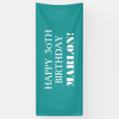 Elke leeftijd Blauwgroen Aqua Blue White Happy Bir Spandoek (Verticaal)